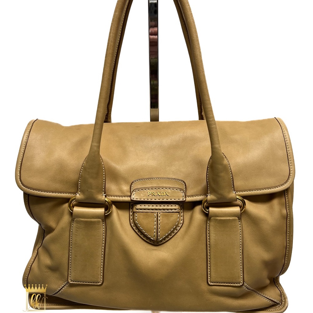 Authentic Prada All Leather Document Shoulder Bag - image 1